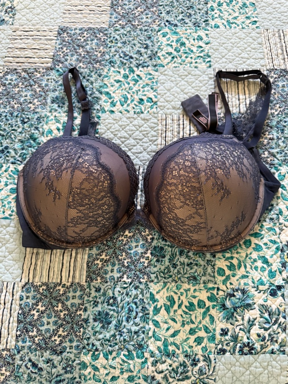 Victoria's Secret Blue Lace Demi Bra with Nude Lining